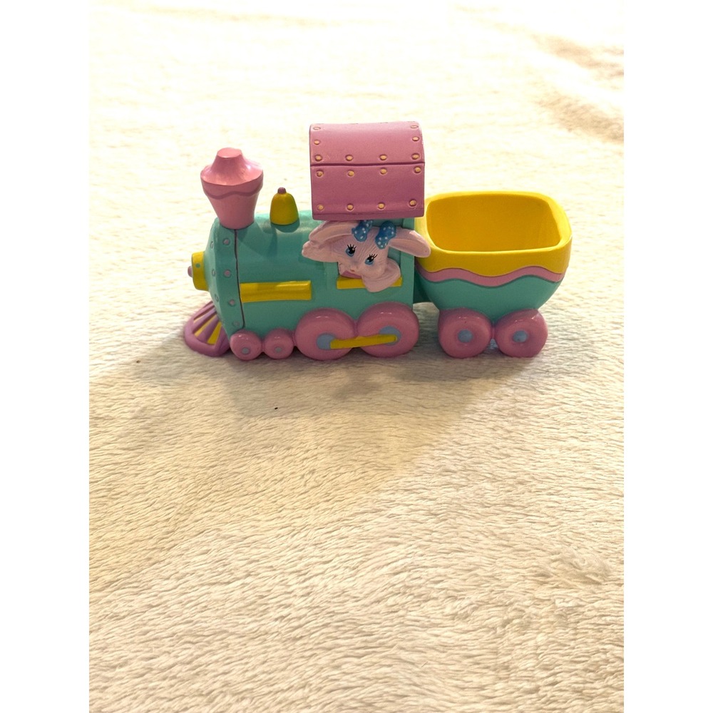 Vintage 1993 Hallmark Binney & Smith Easter Bunny Train Figurine Pastel 2 Piece